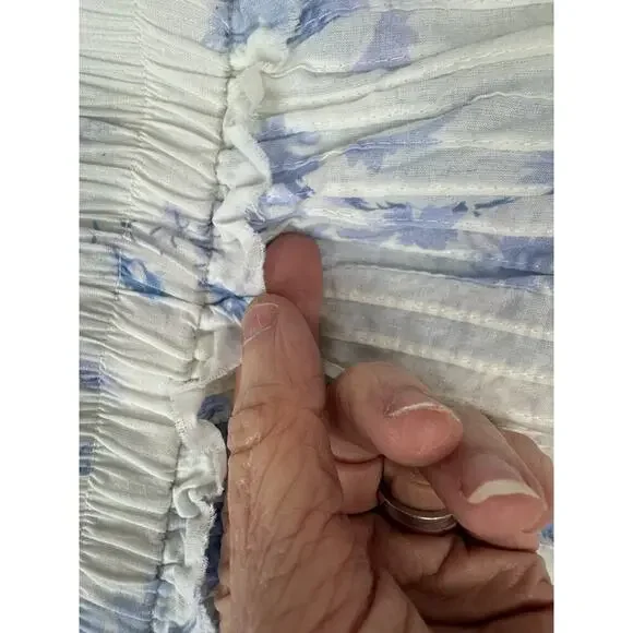 LoveShackFancy Blue & White Toile Ruffle Mini Dress Puff Sleeve Romantic Small - Picture 9 of 9